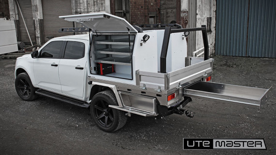 Utemaster Deck and Toolbox to suit White D Max Drawers Storage Tools Underbody Lighting Shelving