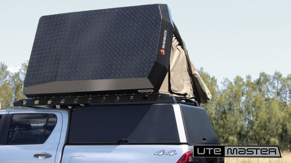 Roof Top Tent Mounted to Utemaster Centurion Ute Canopy Toyota Hilux 4x4 NZ Mounting Bracket Kit