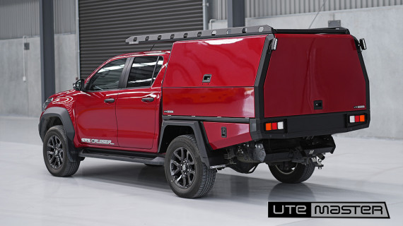 TrailCore Service Body to suit Toyota Hilux SR5 2023 Red Colour Matched ToolBoxes