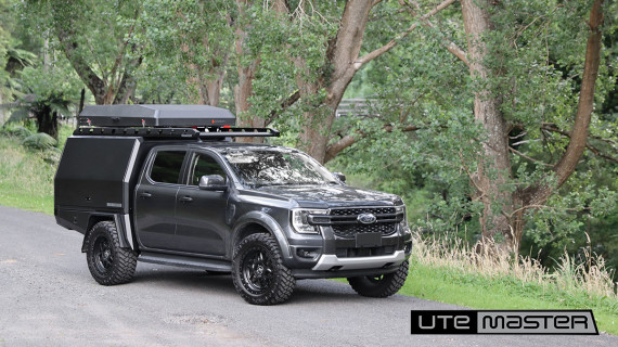 Utemaster TrailCore Service Body Ford Ranger Next Gen Overlanding 4x4 Setup Roof Top Tent Black Grey Adventure