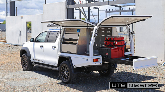 Utemaster Service Body for 2023 Hilux White Tradie Building Site