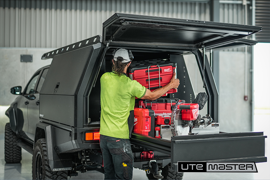 Utemaster TrailCore Service Body Tradie Ute Setup Drawers Underbody Draw Access Secure Ute ToolBox Fitout