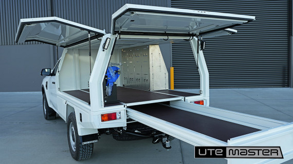 Utemaster TrailCore Service Body to suit Ford Ranger Single Cab White Ute Tray Tradie Setup