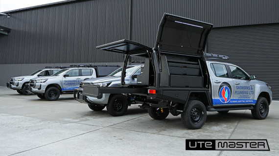 Utemaster TrailCore Service Body to suit Toyota Hilux SR5 Grey Ute Accessories Drawers Tray Fitouts